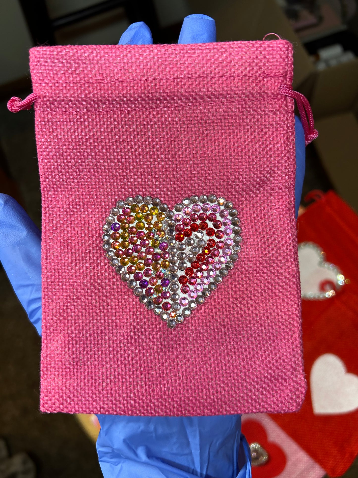 Handmade Bedazzled Mini Heart Bag