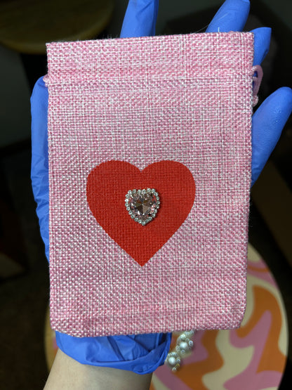 Handmade Bedazzled Mini Heart Bag